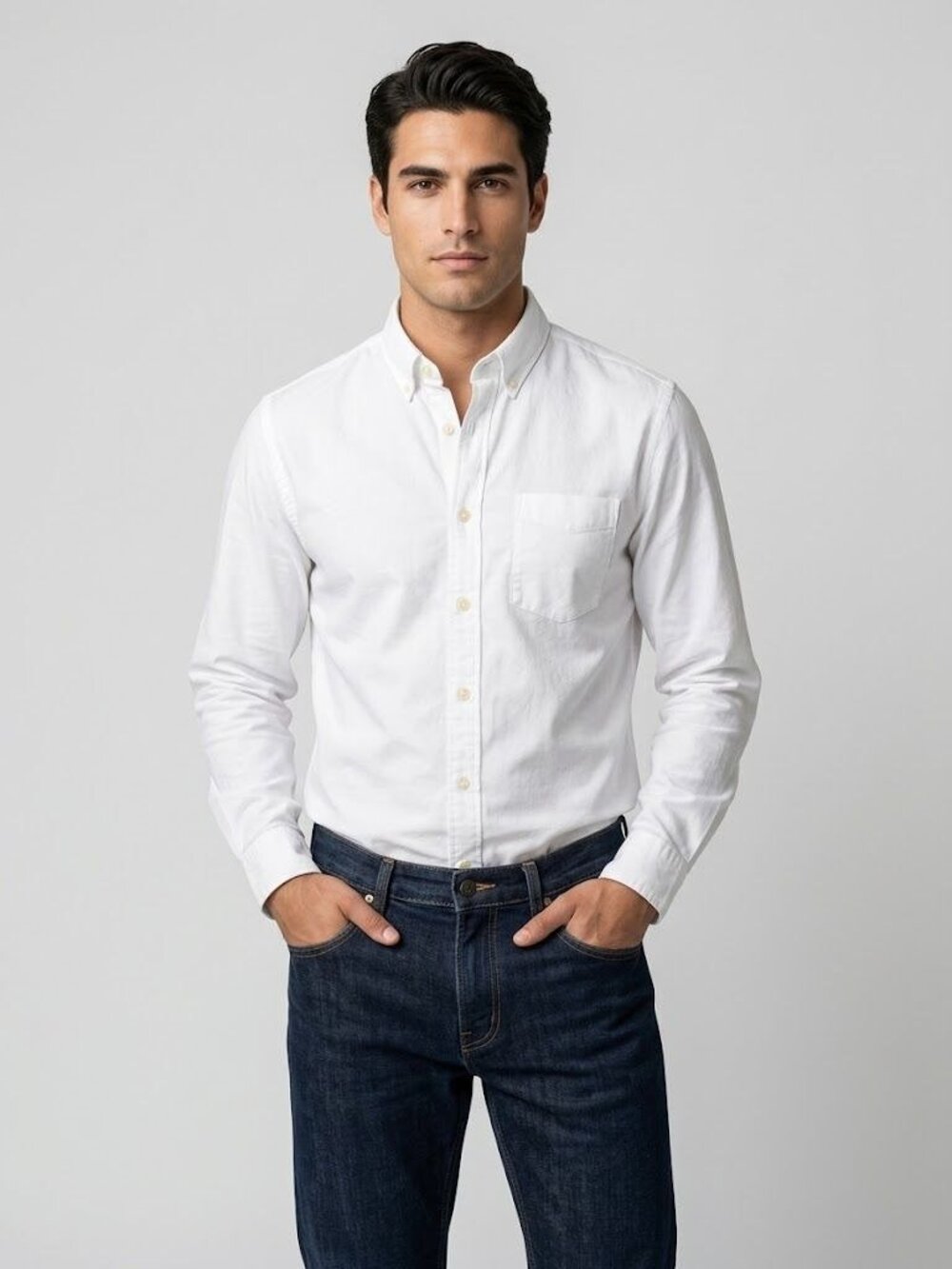 Gap Mens White Oxford Standard Fit Shirt M 100% Cotton Long Sleeve Button-Down